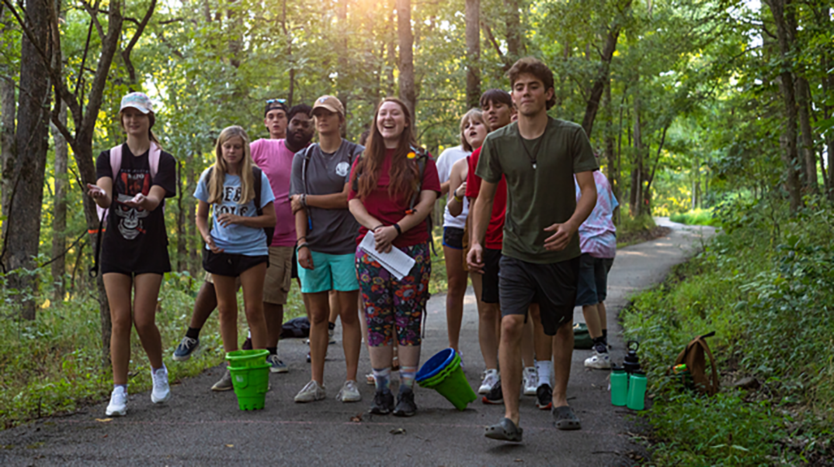 SIU students participate in a hike through Touch of Nature forest