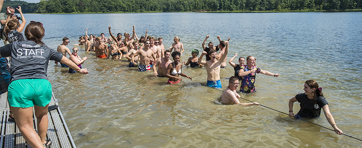 staff directing water games